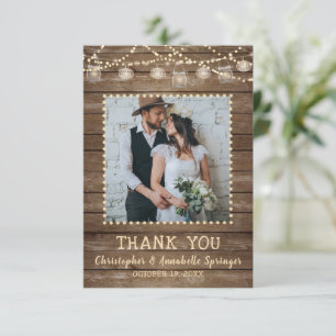 Wedding Rustic Wood Mason Jar Lights Thank You