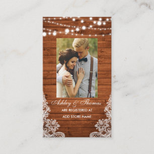 Wedding Rustic Wood Photo Registry Insert Card