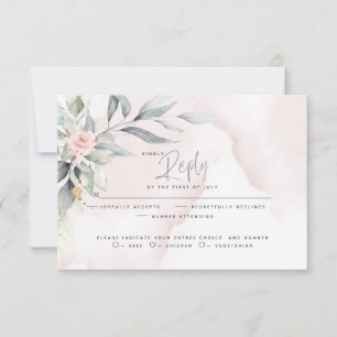 Wedding Rustic Woodland Pink Floral Spray RSVP Card
