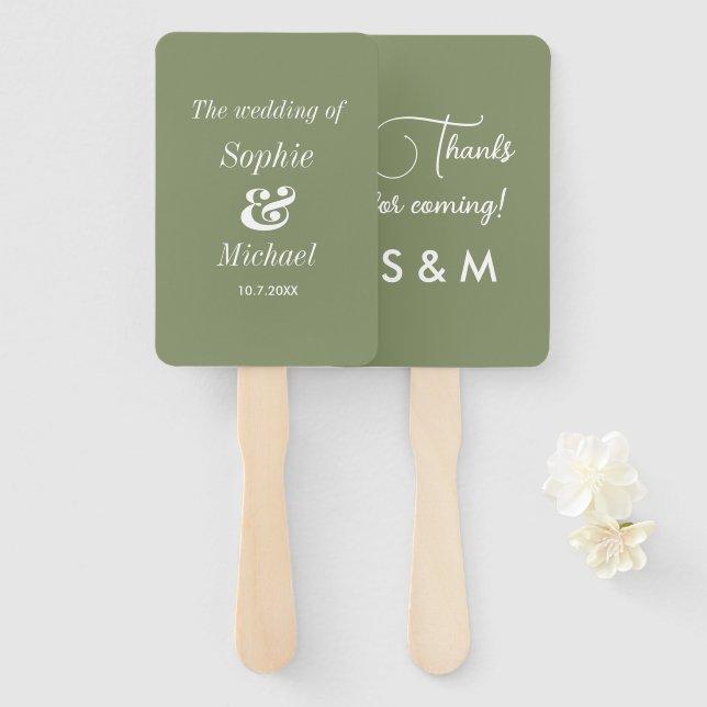Wedding Sage Green Ceremony Fans (Front and Back)