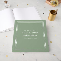 Wedding Sage Green Elegant Guest Book