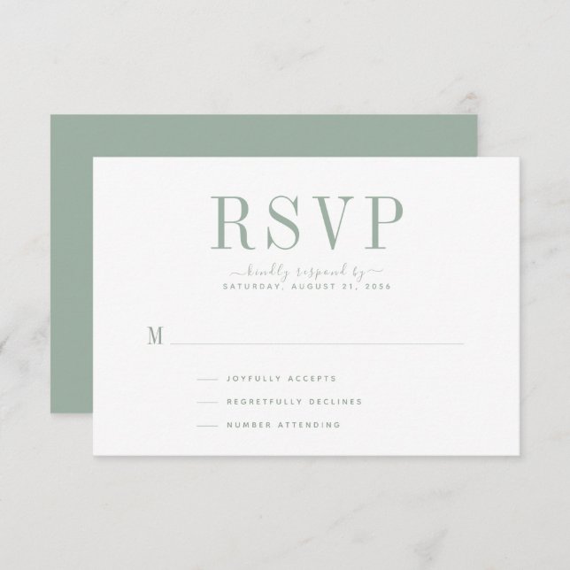 Wedding Sage Green RSVP Card (Front/Back)