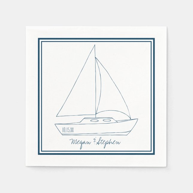Wedding Sailboat Napkin (Front)