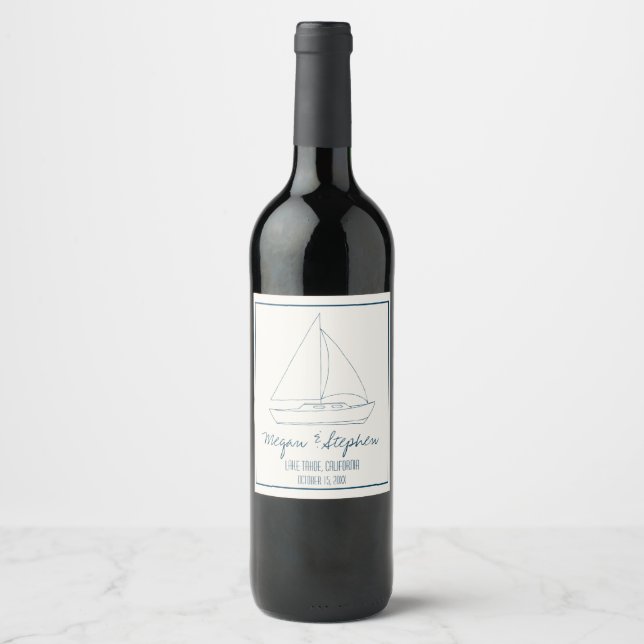 Wedding Sailboat Wine Label (Front)