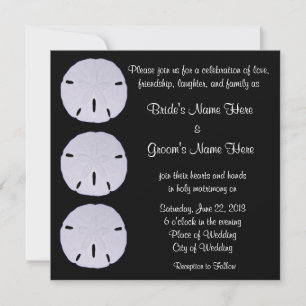 Wedding Sand Dollar Black and White Customisable Invitation