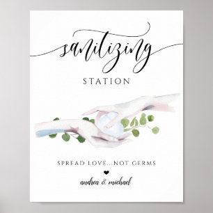 Wedding Sanitising Station Sign PPE Watercolor