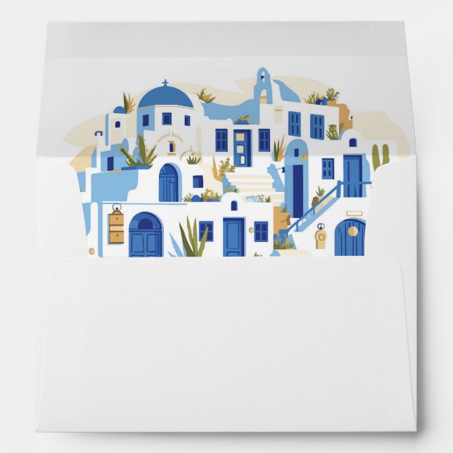 Wedding Santorini Greece Envelope Greek Blue White (Back (Bottom))