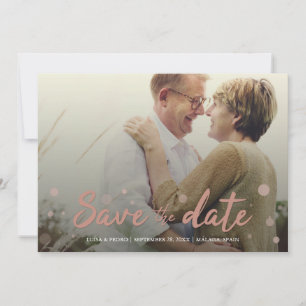 Wedding Save Date Elegant 4 Photo Pink Confetti Save The Date