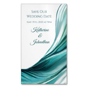 Wedding Save our Date- Modern Emerald Green- Magnetic Business Card