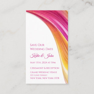 Wedding Save our Date- Modern-Pink Orange Yellow- Business Card