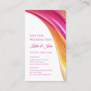 Wedding Save our Date- Modern-Pink Orange Yellow- Business Card