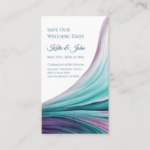 Wedding Save our Date- Modern-Purple and Teal- Business Card