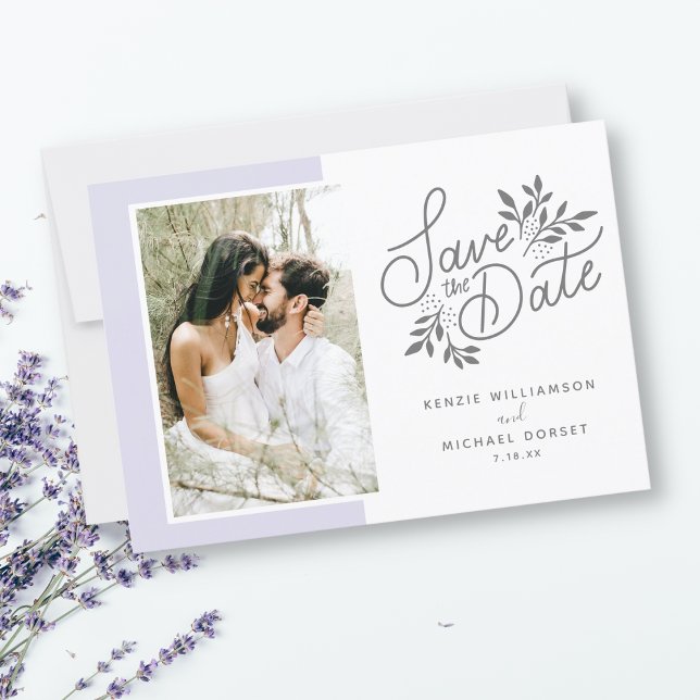 Wedding Save the Date 2 Photos Script Botanicals (Creator Uploaded)
