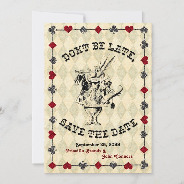 Wedding Save the Date, Alice in Wonderland Save The Date (Front)