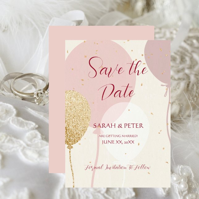 Wedding Save The Date Announcement Pink Gold (Wedding Save The Date Announcement Pink Gold)