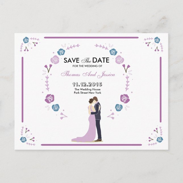 Wedding Save The Date Announcement Postcard (Front)