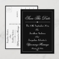 Wedding Save The Date B & W Elegant Chic 