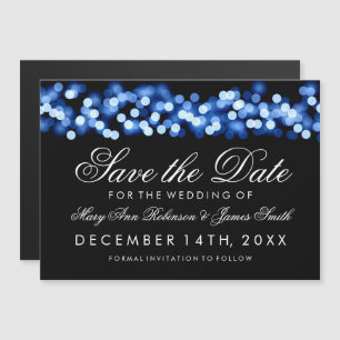 Wedding Save The Date Blue Hollywood Glam Magnetic Invitation