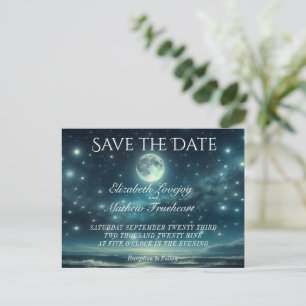 Wedding Save the Date   Blue Moon Starry Night Postcard