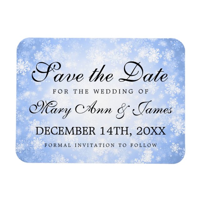 Wedding Save The Date Blue Winter Wonderland Magnet (Horizontal)