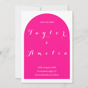 Wedding Save the Date Boho Arch Hot Pink
