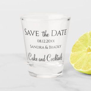 Wedding Save the Date, Cake and Cocktails Shot Glass