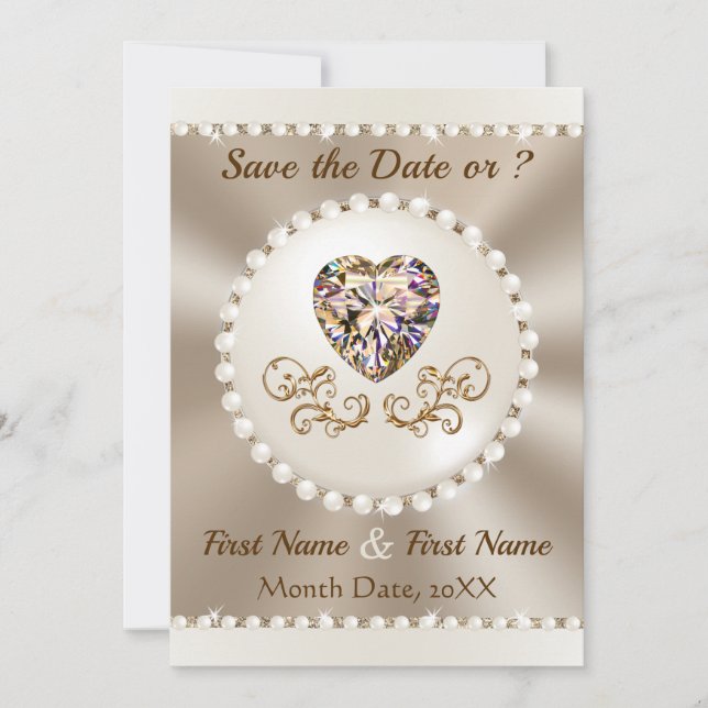 Wedding Save the Date Cards, Champagne Wedding Invitation (Front)