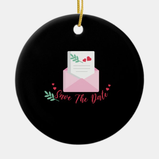 Wedding Save The Date Ceramic Tree Decoration (Front)