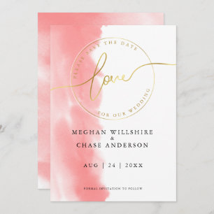 WEDDING   Save the Date Coral Rose Watercolor Invitation