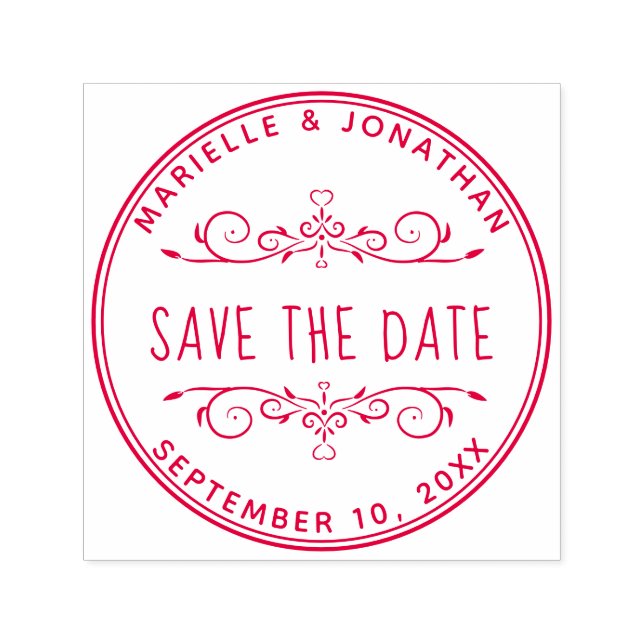 Wedding Save the Date Custom Heart Floral Self-inking Stamp (Design)