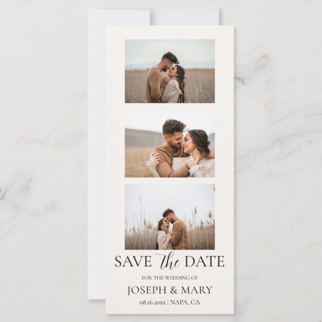 Wedding Save The Date Customisable Photo Ivory (Back)