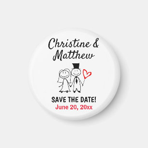 Wedding Save the Date Cute Cartoon Couple Magnet