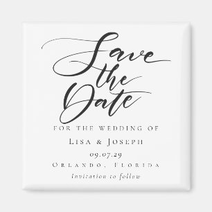 Wedding Save the Date Elegant Black and White  Magnet