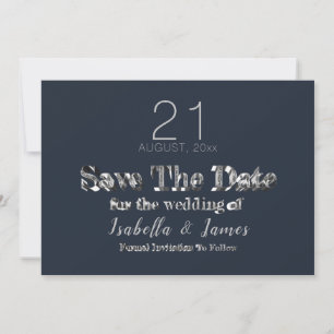 Wedding Save The Date Elegant Navy Blue Silver