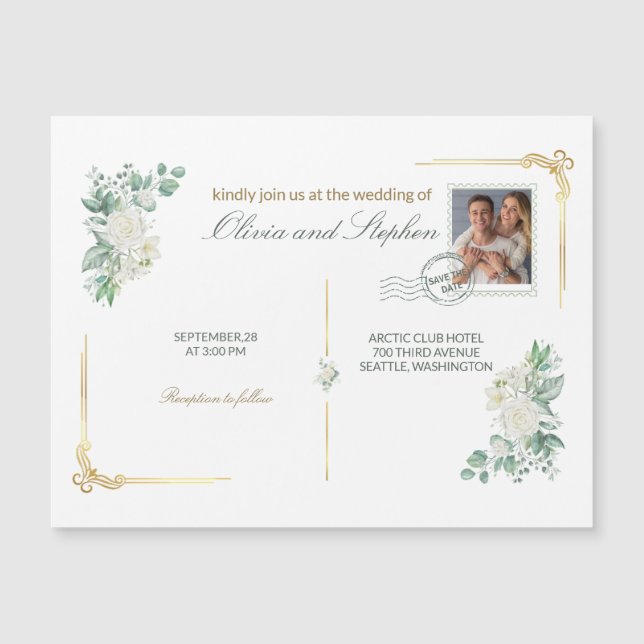 wedding save the date engagement magnet (Front)