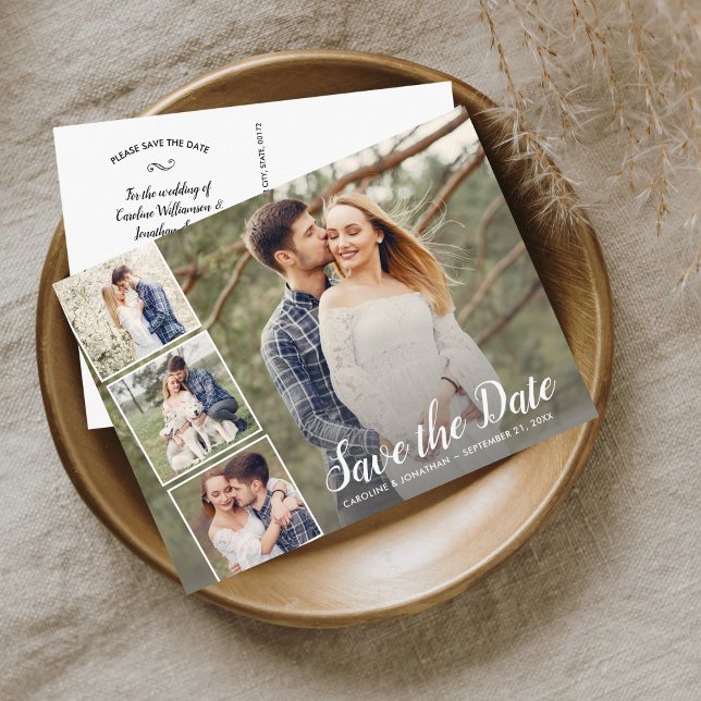 Wedding Save the Date Engagement Photo Collage Postcard (Creator Uploaded)