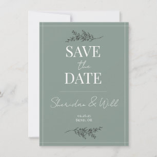 Wedding Save the Date Eucalyptus Green Botanical Invitation