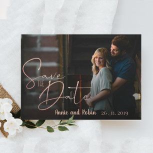 Wedding Save The Date Faux Rose Gold Photo Card