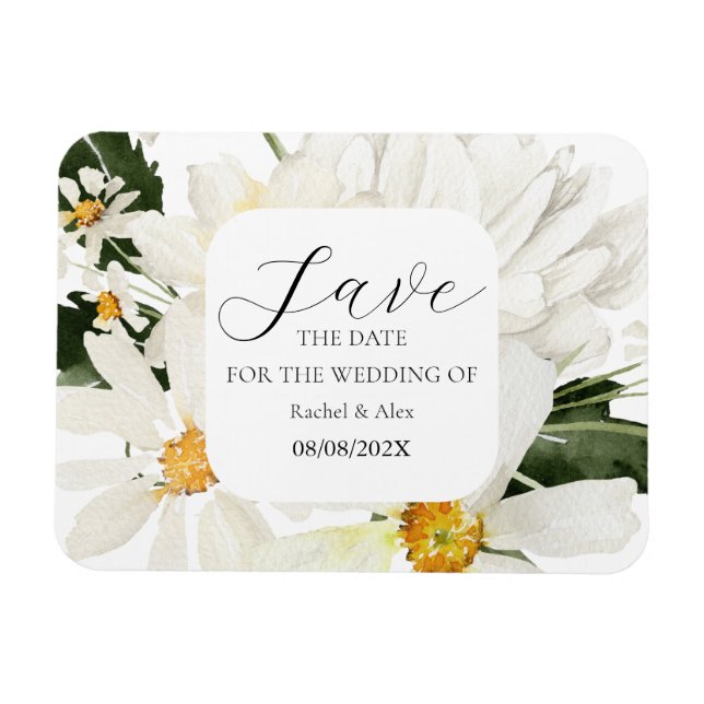 Wedding Save The Date Floral Flexible Photo Magnet (Horizontal)