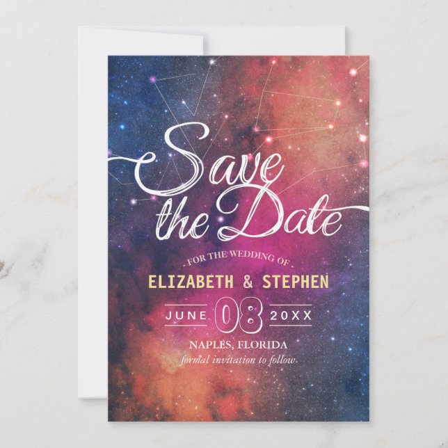 Wedding Save The Date Galaxy Nebula Constellations (Front)