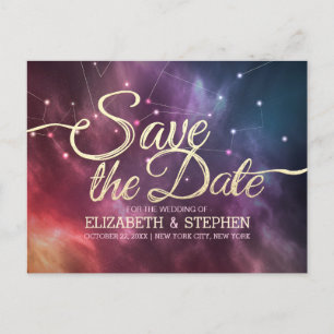 Wedding Save The Date Galaxy Nebula Constellations Announcement Postcard