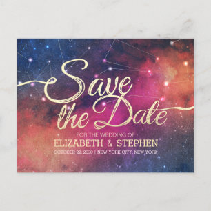 Wedding Save The Date Galaxy Nebula Constellations Announcement Postcard