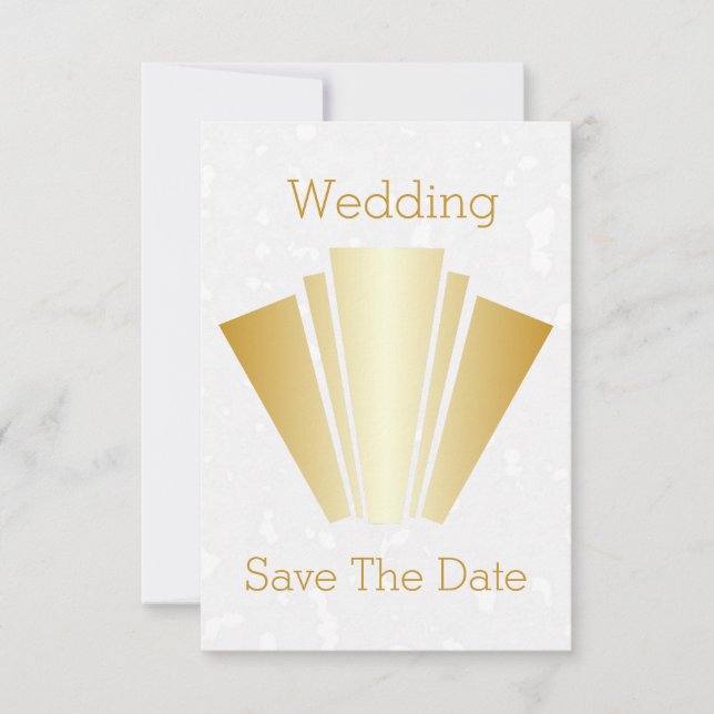 Wedding Save The Date Gold Art Deco Design Invitation (Front)