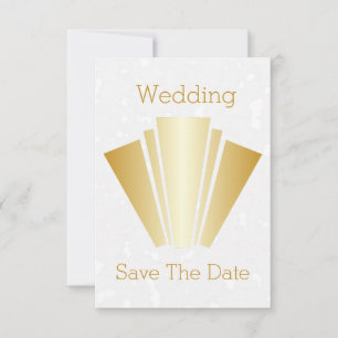 Wedding Save The Date Gold Art Deco Design Invitation
