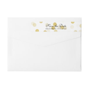 Wedding Save The Date Gold Foil Glitter Lights Wrap Around Label