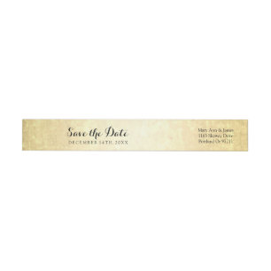 Wedding Save The Date Gold Foil Stars Confetti Wrap Around Label