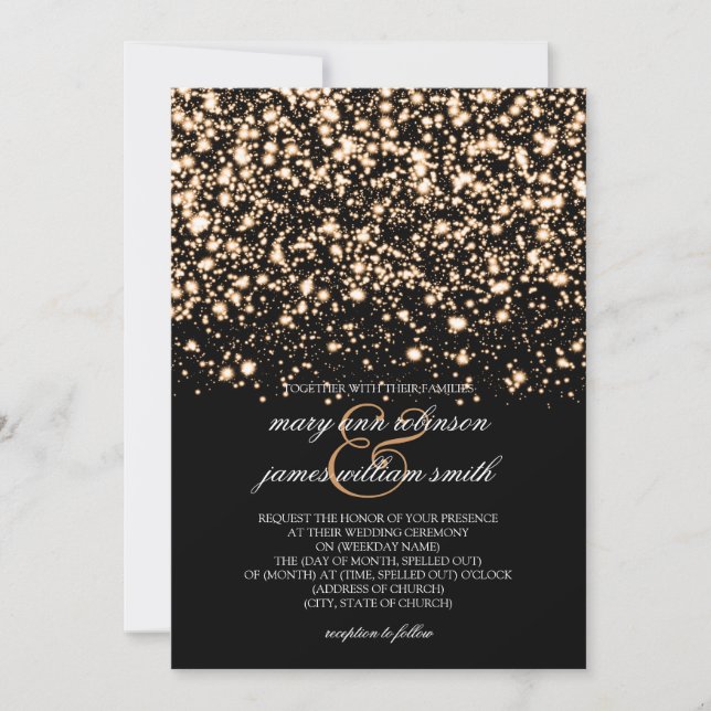 Wedding Save The Date Gold Midnight Glam (Front)