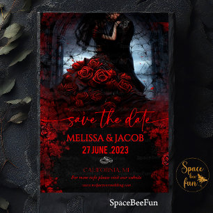 Wedding Save The Date Gothic Rose Vintage Hallowee Invitation