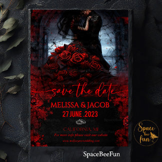 Wedding Save The Date Gothic Rose Vintage Hallowee Invitation