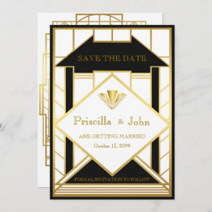 Wedding Save the Date,Great Gatsby,Medallion gold2 Invitation